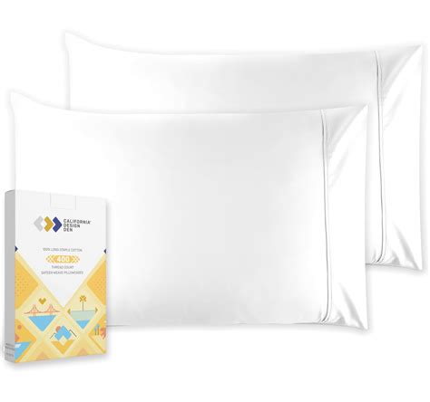 White Standard Pillowcases 400 Thread Count 100% Cotton Pillow Cases ...