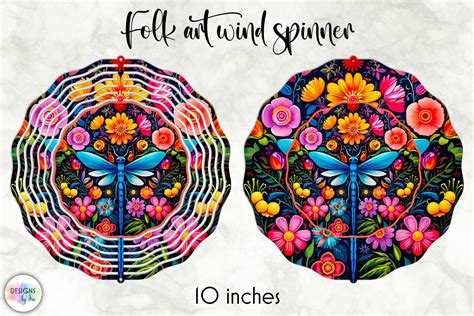 Dragonfly With Flowers Folk Wind Spinner Graphic By Designs By Ira · Creative Fabrica