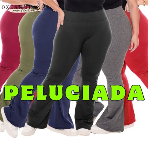 Calça Legging Flare Plus Size Flanelada Leg Boca De Sino Bailarina