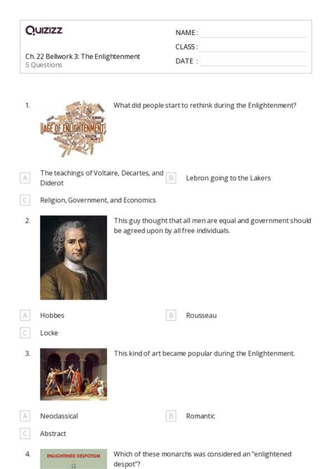 50 The Enlightenment Worksheets On Quizizz Free And Printable