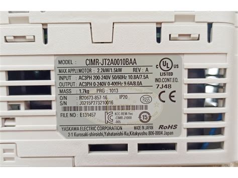 Biến tần Yaskawa J1000 1 5kW 3 Pha 220VAC CIMR JT2A0010BAA Biến