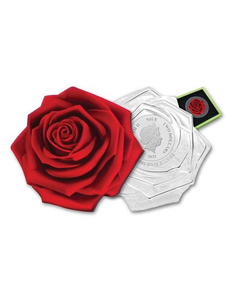 Rose Shape World Enchanting Flower Oz Silver Coin Niue