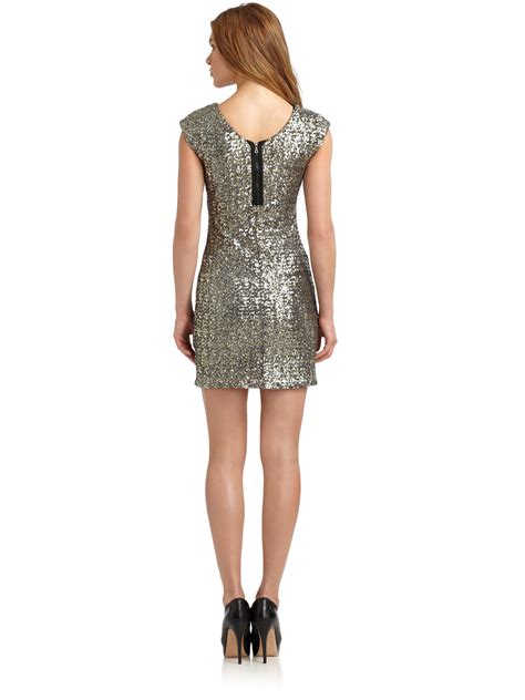 Lyst Saks Fifth Avenue Sequined Dress In Metallic