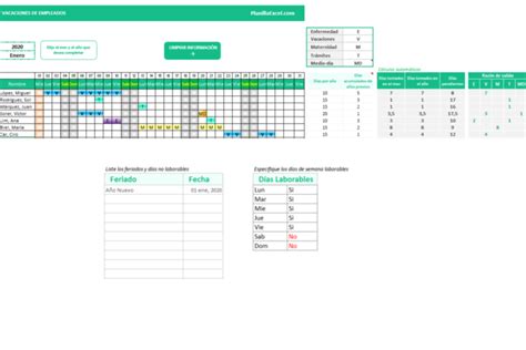 Descargar Plantilla Excel Calendario De Vacaciones De Empleados