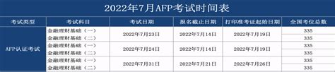 2022年7月afp考试报名时间 理财教育网