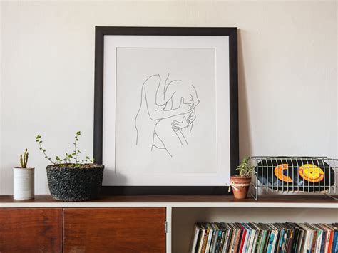 Erotic Passionate Line Drawing Of A Couple Sexy Bedroom Art Etsy Uk