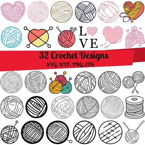 32 Crochet Svg Bundle Knitting Svg Crochet Dxf Crochet Png Etsy