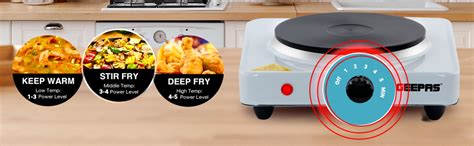 Geepas W Single Hot Plate Precise Table Top Cooking Cast Iron Heating Plate Portable