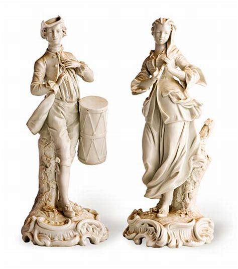 A Pair Of Meissen White Glazed Figures 19th Century 31 Cm The