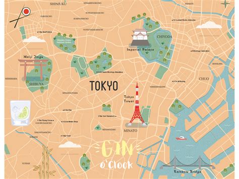 Tokyo Illustrated Map Illustrated Map City Maps Illustration Map