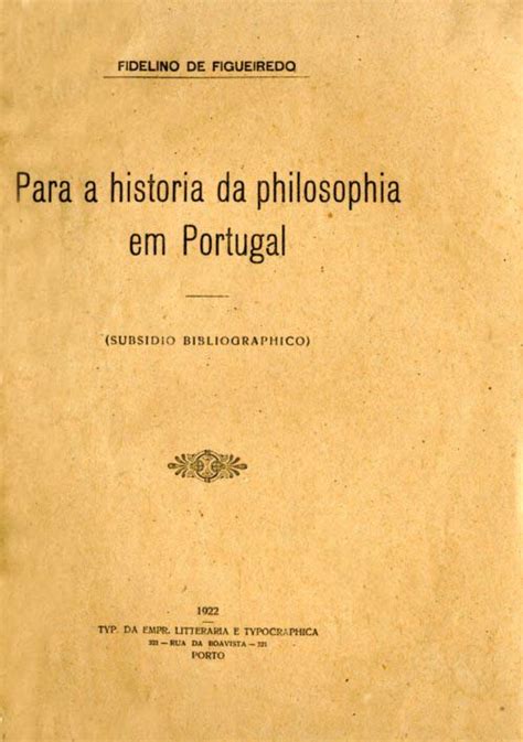 Para A Historia Da Filosofia Em Portugal Livraria Manuel Ferreira