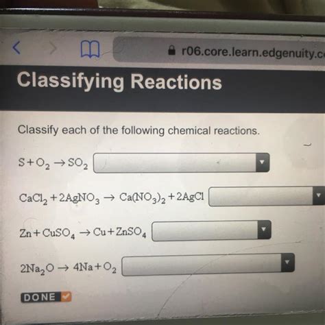 Classify Each Of The Following Chemical Reactions S Soz Cacl