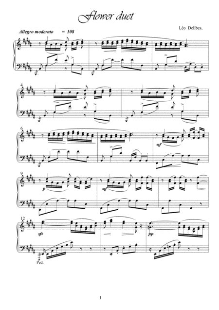 Flower Duet From Lakmé Piano Solo Arr Classical Sheetz By Delibes Sheet Music For Piano Solo