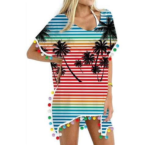 Robe De Plage Femmes Garniture Caftan En Mousseline Soie Glands Maillots Bain Ample Bikini