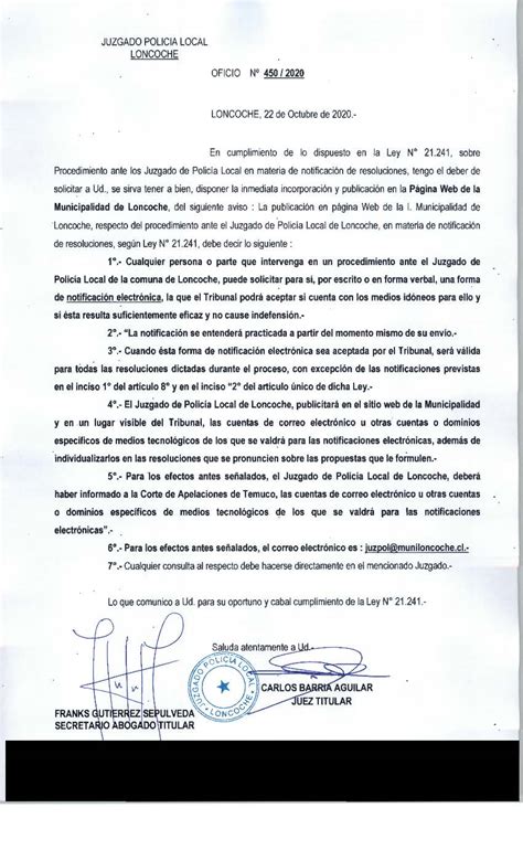 Juzgado De Policia Local Informa Municipalidad De Loncoche