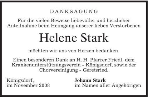 Traueranzeigen Von Helene Stark Trauer Merkur De