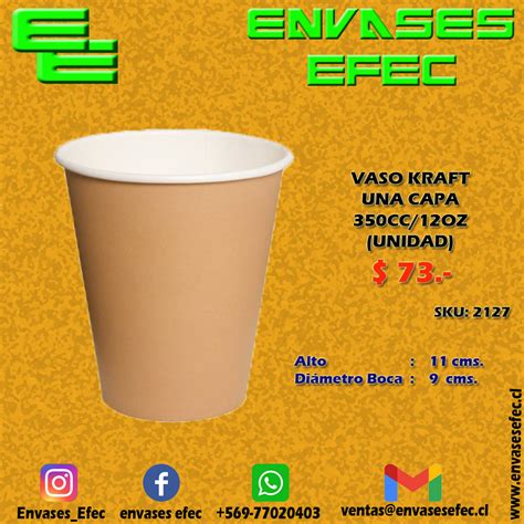 Vaso Kraft Una Capa Cc Oz Unidad Envases Efec