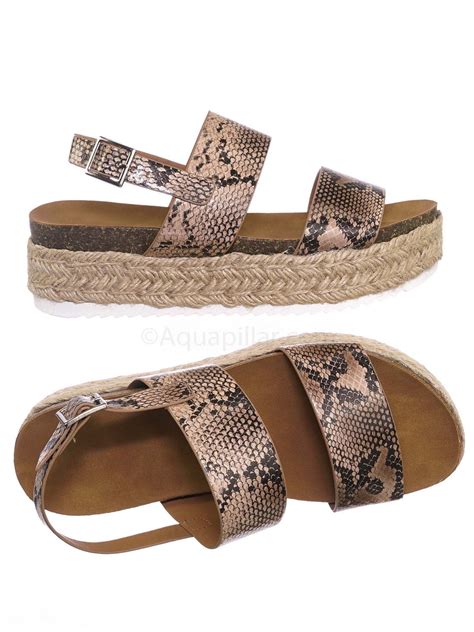 70s Retro Jute Wrap Espadrille Flat Platform Flatform Sandal Treaded