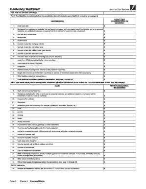 Irs.gov Insolvency Worksheet Form Printable