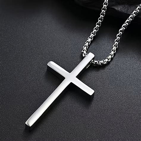 Simple Silver Cross Necklace Mens On Sale Bellvalefarms