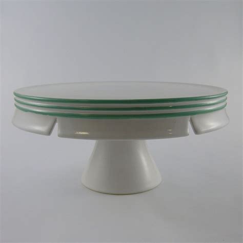 12 Inch Cake Stand With Green Stripes Extra Large Whitney Smith