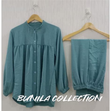 Jual SETELAN RAYON CRINKLE AIRFLOW KERAH REMPEL ONE SET WANITA