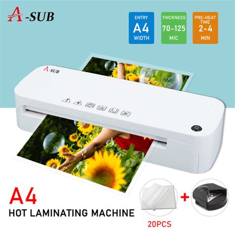 Laminator White A4A SUB White Laminator A4 Hot Laminating Machine With 20pcs 4R Laminate Sheet