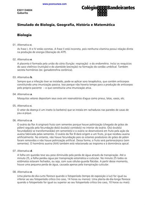 PDF Simulado de Biologia Geografia História e Matemática