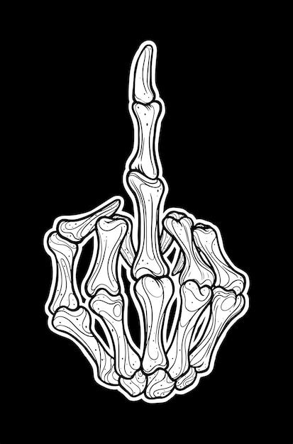 Skeleton Hand Drawing Middle Finger Bestofrilly