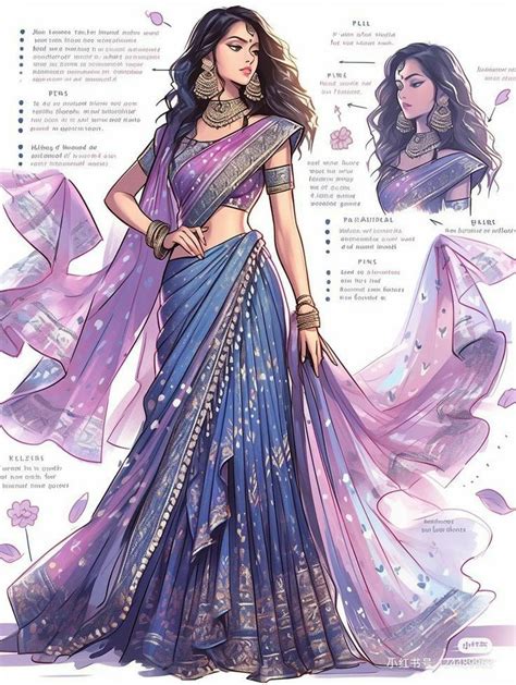 A Woman In A Blue And Purple Sari