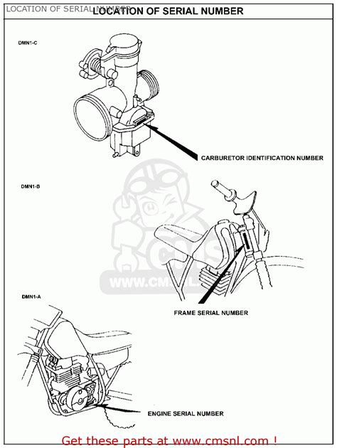 Honda XR600R 1995 S USA LOCATION OF SERIAL NUMBER Buy LOCATION OF