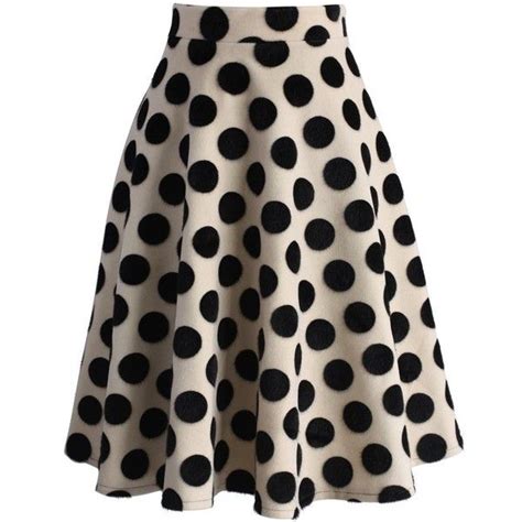 Chicwish Polka Dots Velvet A Line Midi Skirt Polka Dots Beige Midi