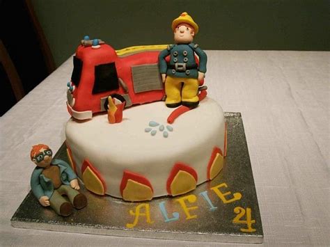 Two Tier Fireman Sam Cake Decorated Cake By Rachel Cakesdecor