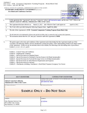 Standard Agreement Coversheet Rev Doc Template Pdffiller