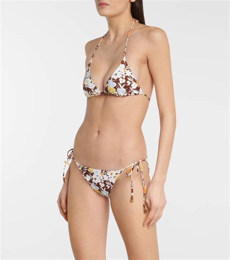 Haut de bikini triangle à fleurs en marron Tory Burch Mytheresa