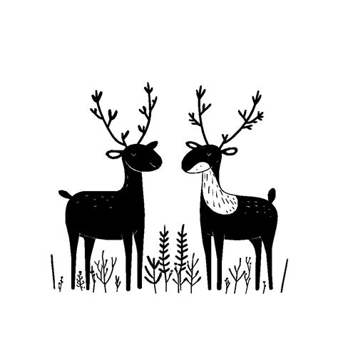 Fichier Vectoriel Svg Gratuit Bois De Cerf Noir Et Blanc Pour La