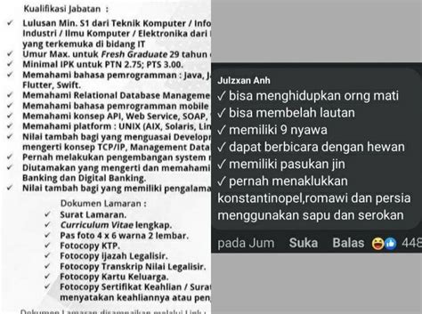 9 Komentar Lucu Warganet Kualifikasi Loker Gak Masuk Akal