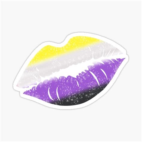 Nonbinary Pride Flag Kissing Lips Sticker For Sale By Gerhanj