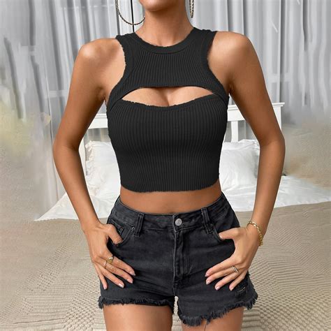 Hwmodou Womens Sexy Beautiful Chest Vest Crop Knitted Top Vest Leisure