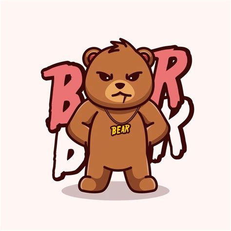 Premium Vector Cool Bear Mascot Illustration Vector Icon Flat Cartoon