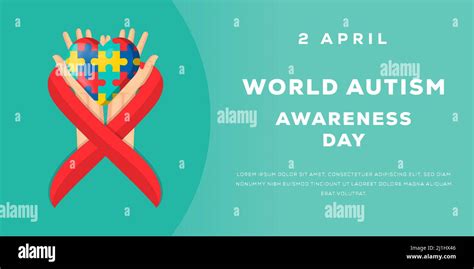 World Autism Awareness Day Illustration Horizontal Banner Stock Vector