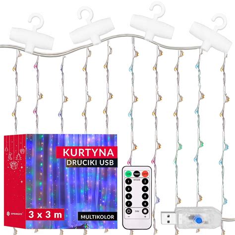 Lampki Kurtyna Wietlna Multikolor Sople Wiat O Girlanda Usb Led