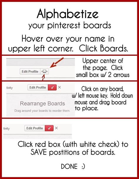 Alphabetize ALL Of Your Pinterest Boards Or Arrange By Colors ECT ECT