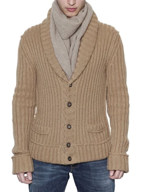 Lyst Dolce And Gabbana Wool Ribbed Cardigan Sweater In Brown For Men