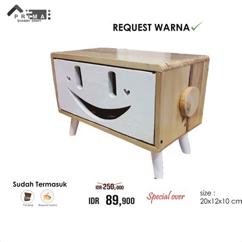 Jual Kotak Tempat Tisu Tissu Tissue Box Smile Bahan Kayu Model Vintage