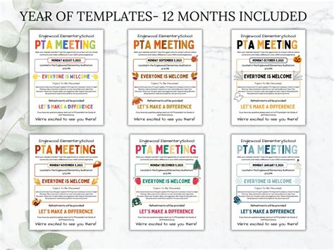 PTA Meeting Flyer Template Bundle Seasonal Pta Flyer Editable Etsy