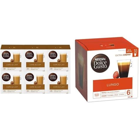 Nescafé Dolce Gusto Café au Lait Café 96 Capsules Pack de 6 boîtes