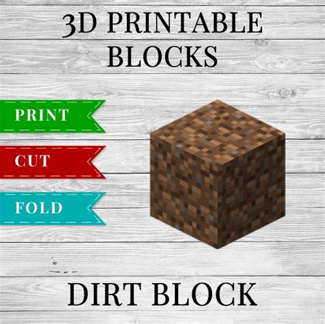 Dirt Block - Minecraft Dirt Block Printable Papercraft Template