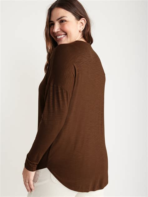 Long Sleeve Luxe Slub Knit Tunic T Shirt Old Navy