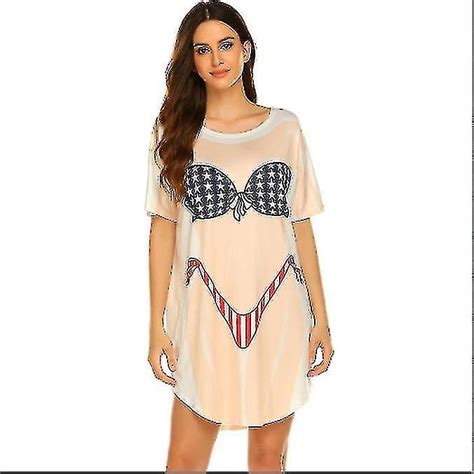 Women S Bikini Shirt Cover Up Short Sleeve Cute Bikini Print Cover Up Baggy T Shirt Dress Fun